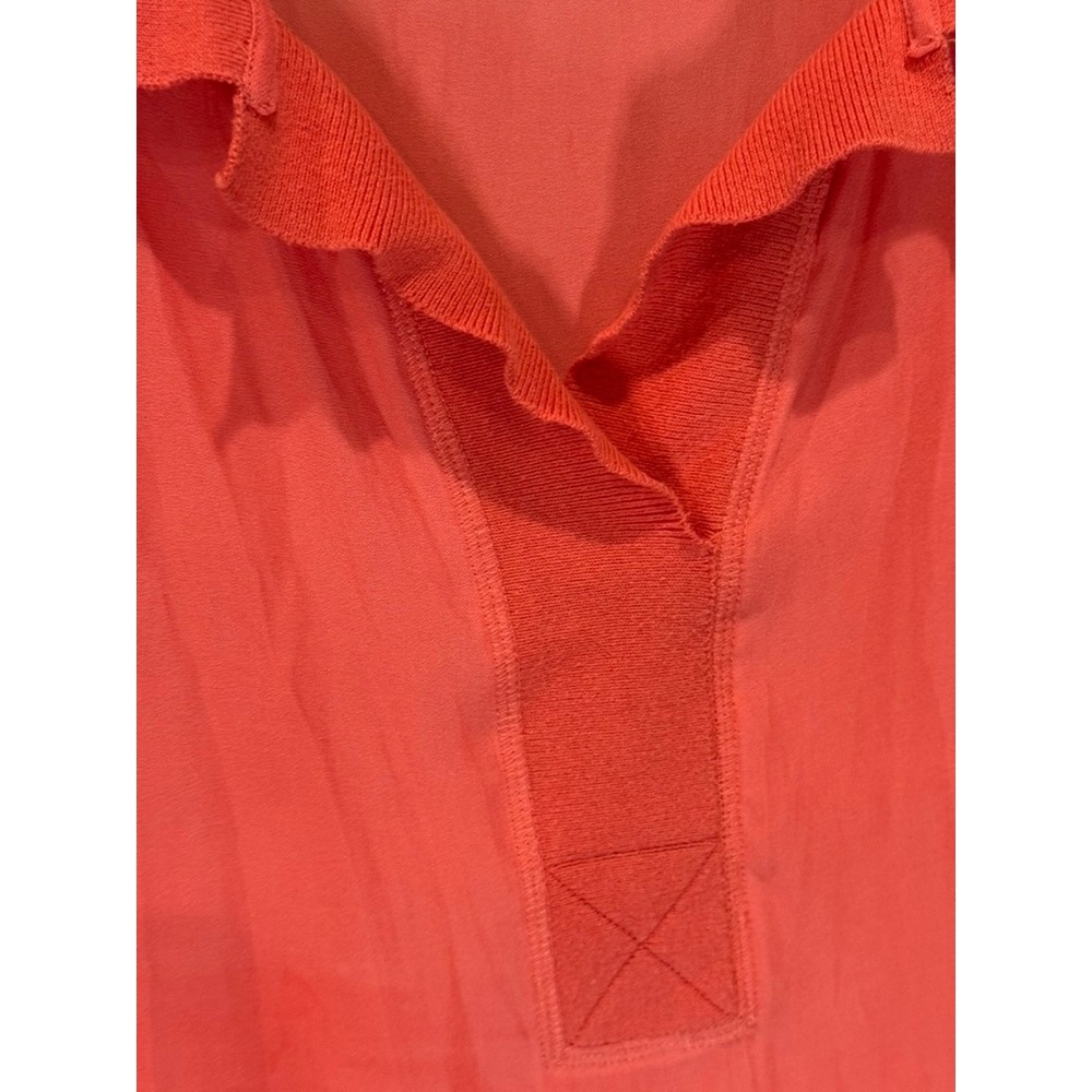 Soft Surroundings Coral Orange V-Neck Tunic Top Long Sleeve High Low Hem 12/14 - Picture 3 of 11